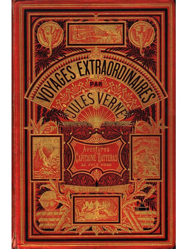 "Viagens extraordinárias" JulioVerna- capa do livro - 1862. 