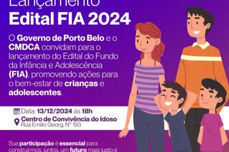Fundo da Infância e Adolescência: Porto Belo realizará lançamento do edital FIA 2024