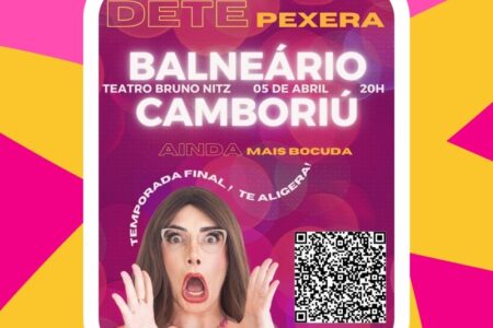 Balneário Camboriú: Teatro Bruno Nitz recebe show da Déte Pexera neste sábado (5)