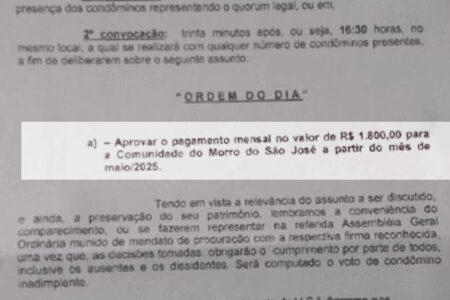 Rio de Janeiro: síndico de prédio convoca reunião para oficializar taxa mensal cobrada por traficantes