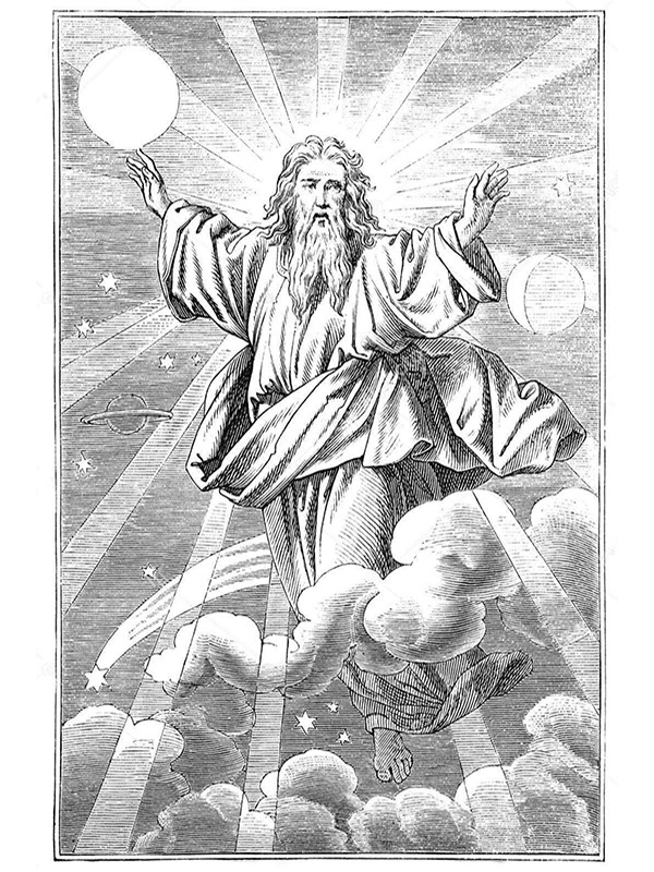 "Deus fez Sol, Lua e Estrelas , Quarto dia da Criação" - Bíblia - Direitos autorais -  ursus@zdeneksasek.com