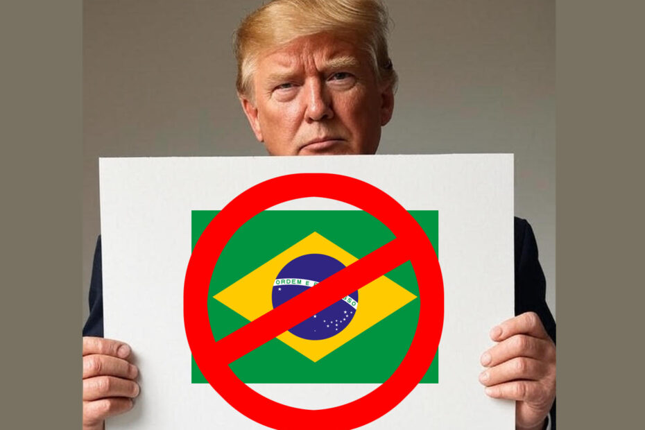 trump placa em branco - contra o brasil