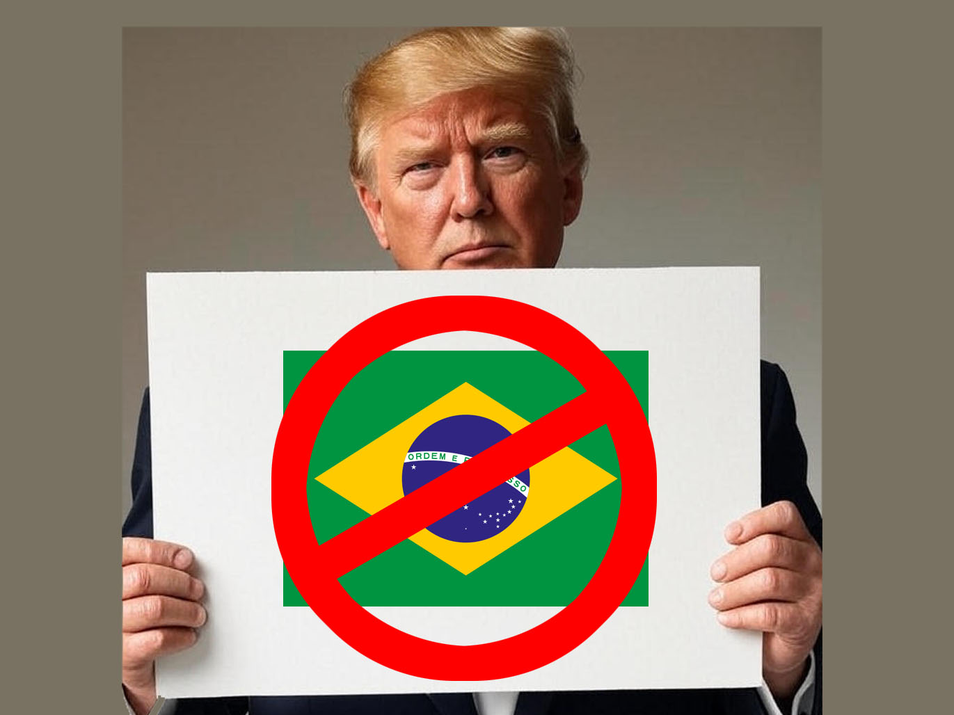 trump placa em branco - contra o brasil