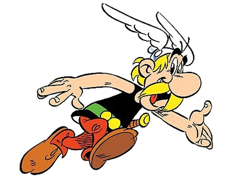 (C) Asterix- Histórias em quadrinhos, criadas por René Goscinny e Albert Uderzo 1959. Editoras: Dargaud Hachette - Editions Albert René - Wikipedia.