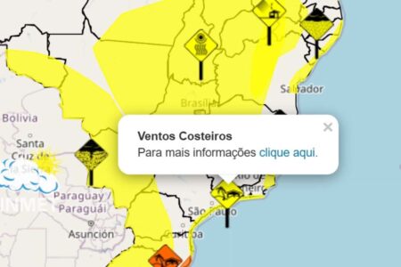 Inmet emite alerta laranja de perigo para ventos costeiros entre o litoral de SC e RJ