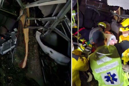 Três pessoas morrem e 13 ficam feridas após ônibus cair em ribanceira no Vale do Itajaí
