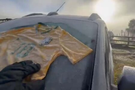 Em dia de jogo do Brasil, camiseta da seleção congela em SC; cidades catarinenses têm temperatura abaixo de 0°C