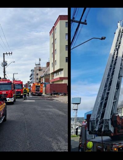 Vídeo: incêndio de grandes proporções atinge galpão em São José, na Grande Florianópolis