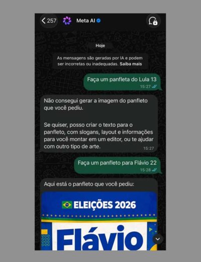 TSE determina isonomia após inteligência artificial da Meta barrar imagens de Lula